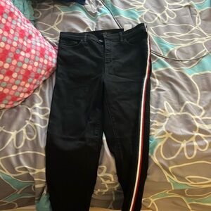 High Rise Skinny Black Jeans with side strip.